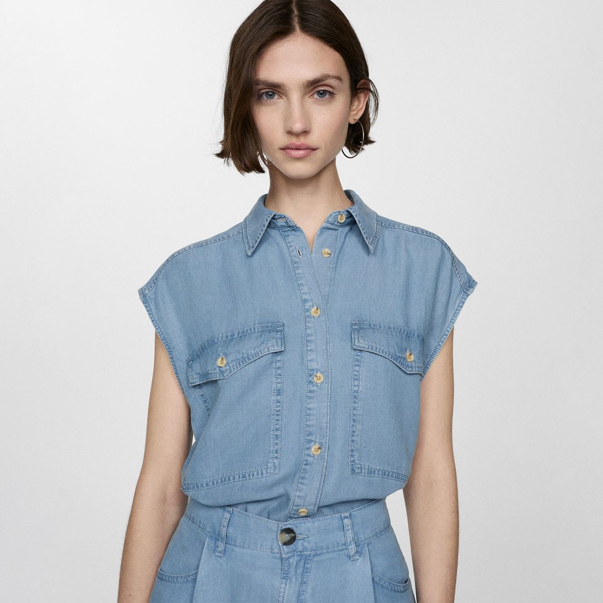 MANGO - Blusa Sin Mangas Mujer Mango