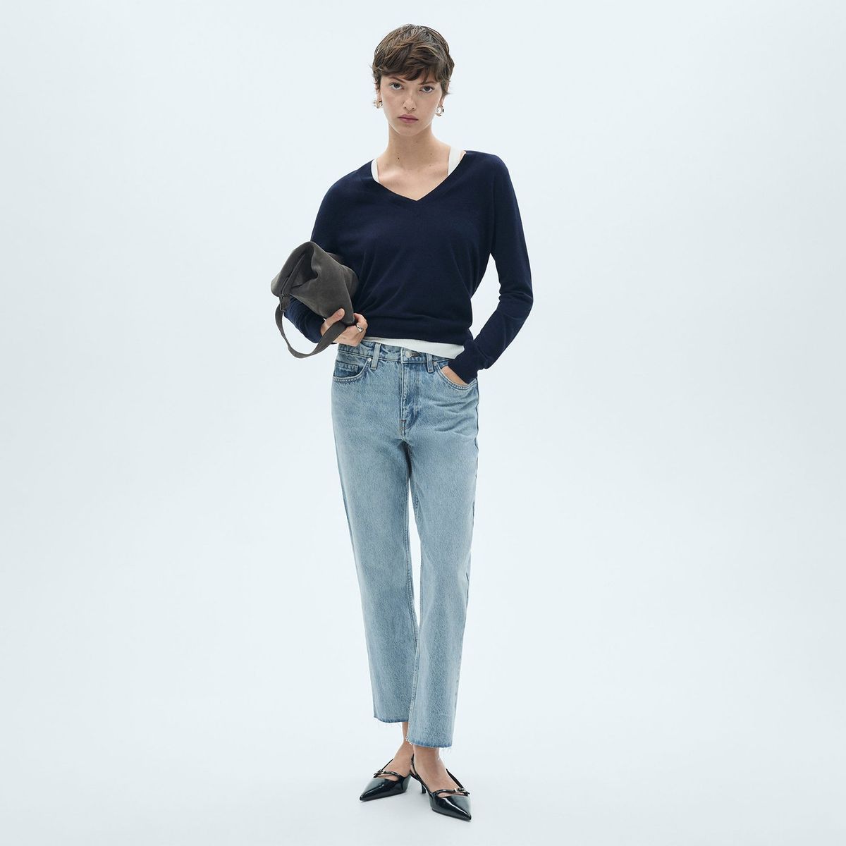 MANGO - Jean Straight Tiro Alto Mujer Mango