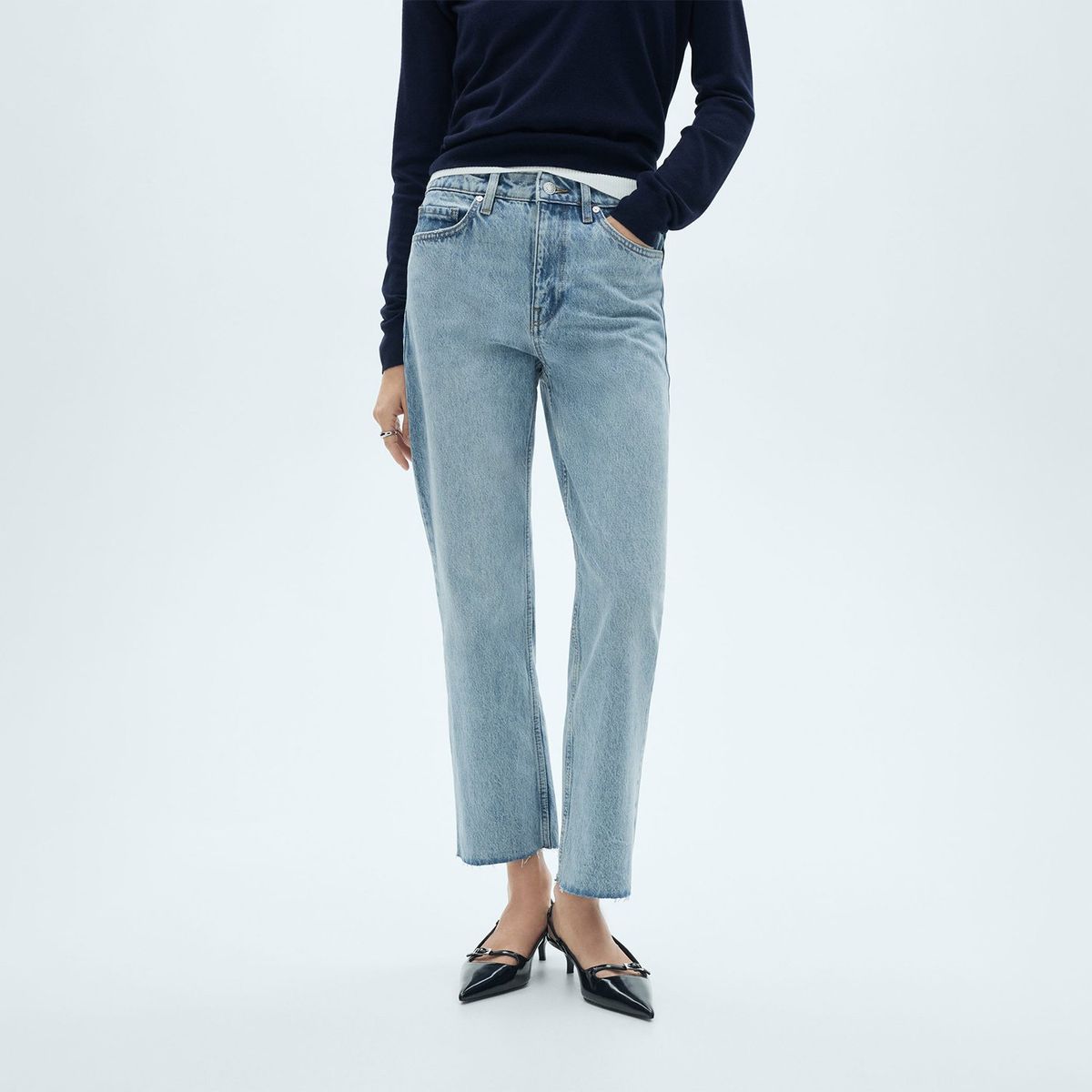 MANGO - Jean Straight Tiro Alto Mujer Mango