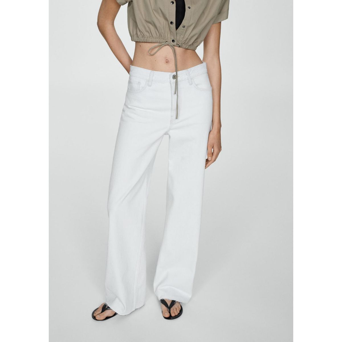 MANGO - Jean Wide 100% Algodón Mujer Mango