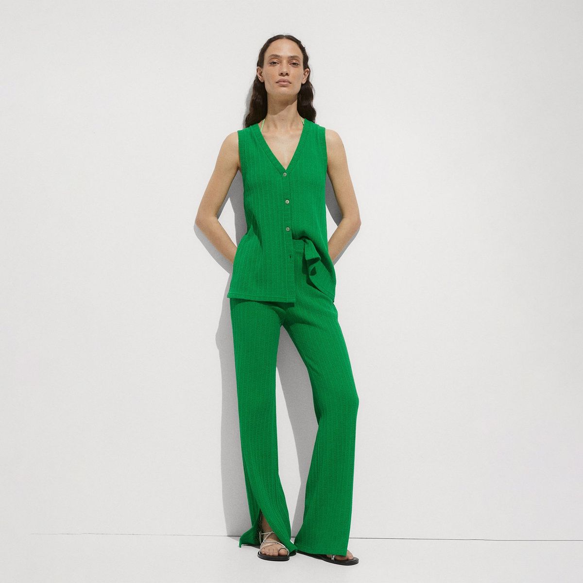 MANGO - Pantalón Straight Algodón Mujer Mango