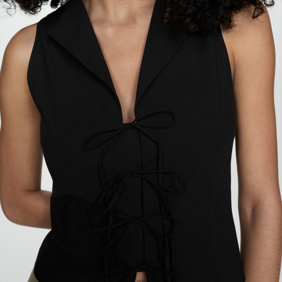 MANGO - Blusa Sin Mangas 100% Algodón Mujer Mango