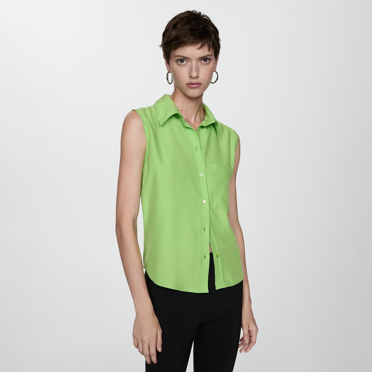 MANGO - Blusa Sin Mangas Mujer Mango