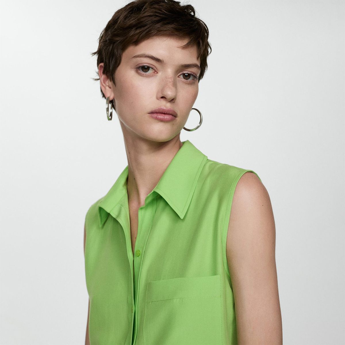 MANGO - Blusa Sin Mangas Mujer Mango