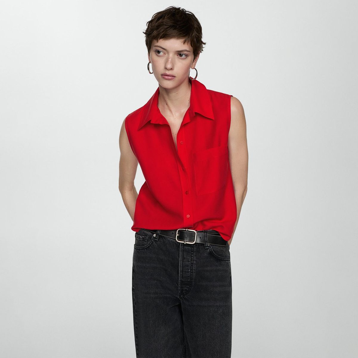 MANGO - Blusa Sin Mangas Mujer Mango