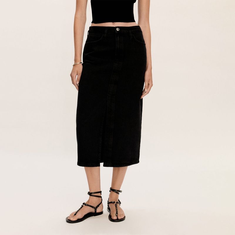 MANGO - Falda Larga 100% Algodón Mujer Mango