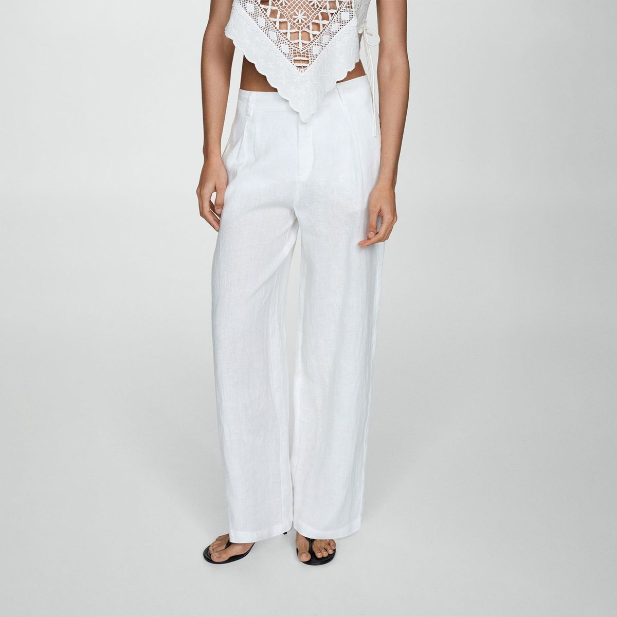 MANGO - Pantalón Straight 100% Lino Mujer Mango