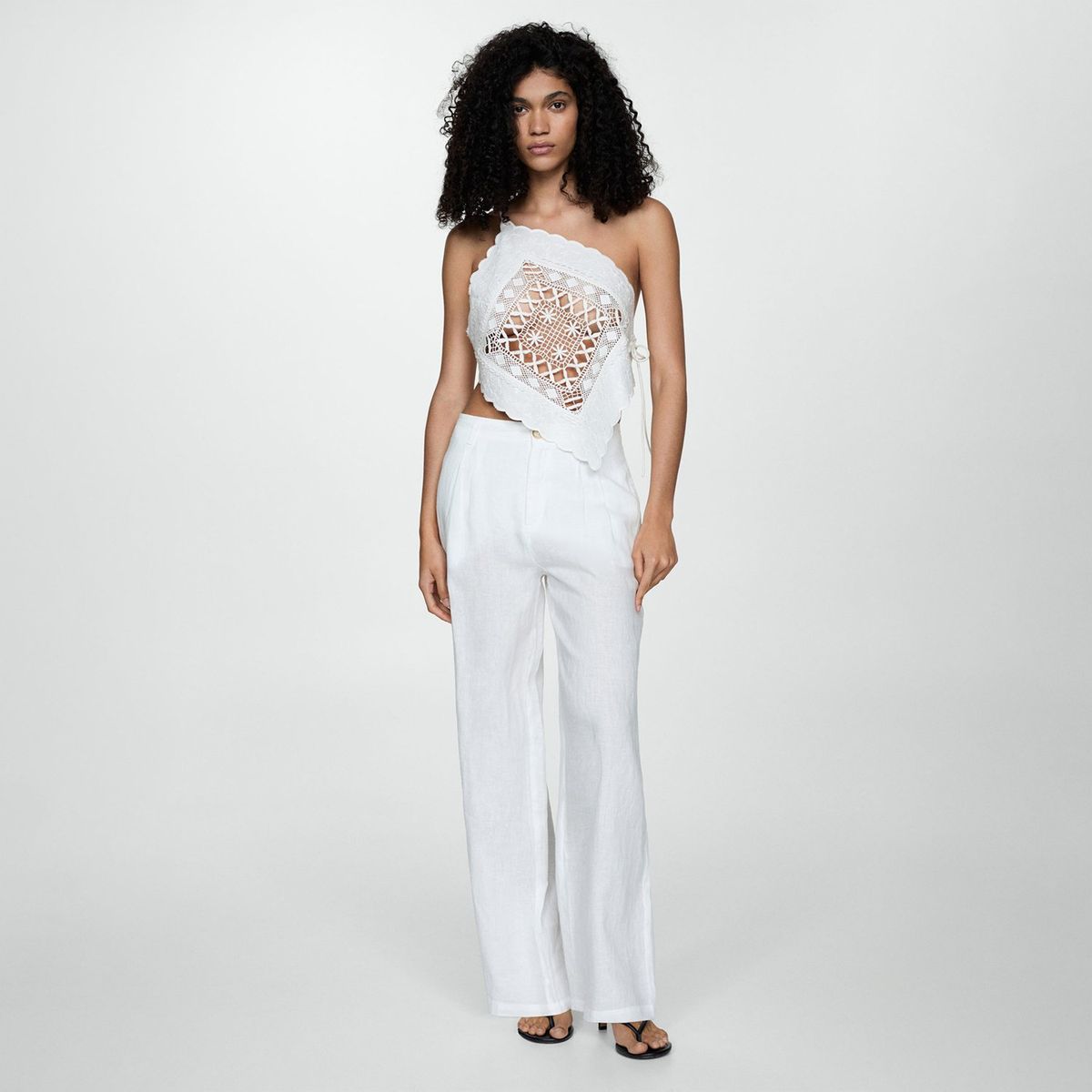 MANGO - Pantalón Straight 100% Lino Mujer Mango