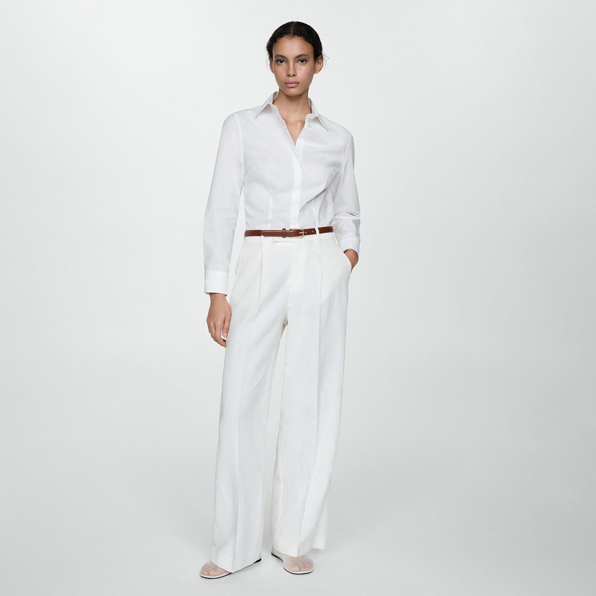 MANGO - Blusa Manga Larga Algodón Mujer Mango