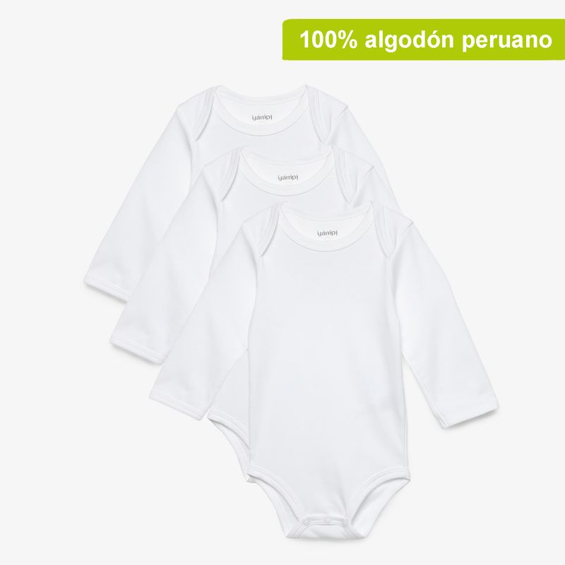 YAMP - Body Bebé Niño Niña Pack X3 Manga Larga Algodón Yamp
