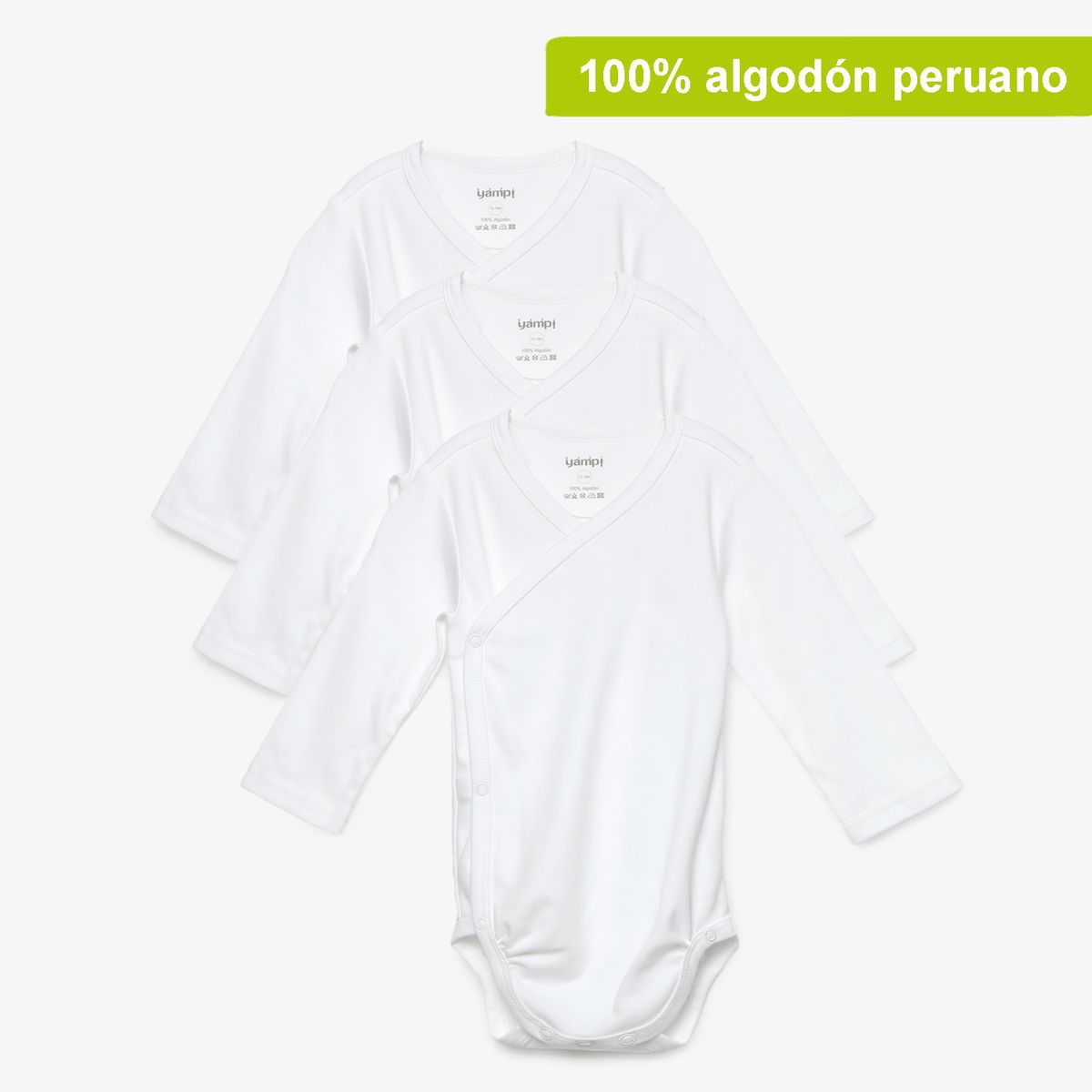 YAMP - Body Bebé Niño Niña Pack X3 Manga Larga Algodón Yamp