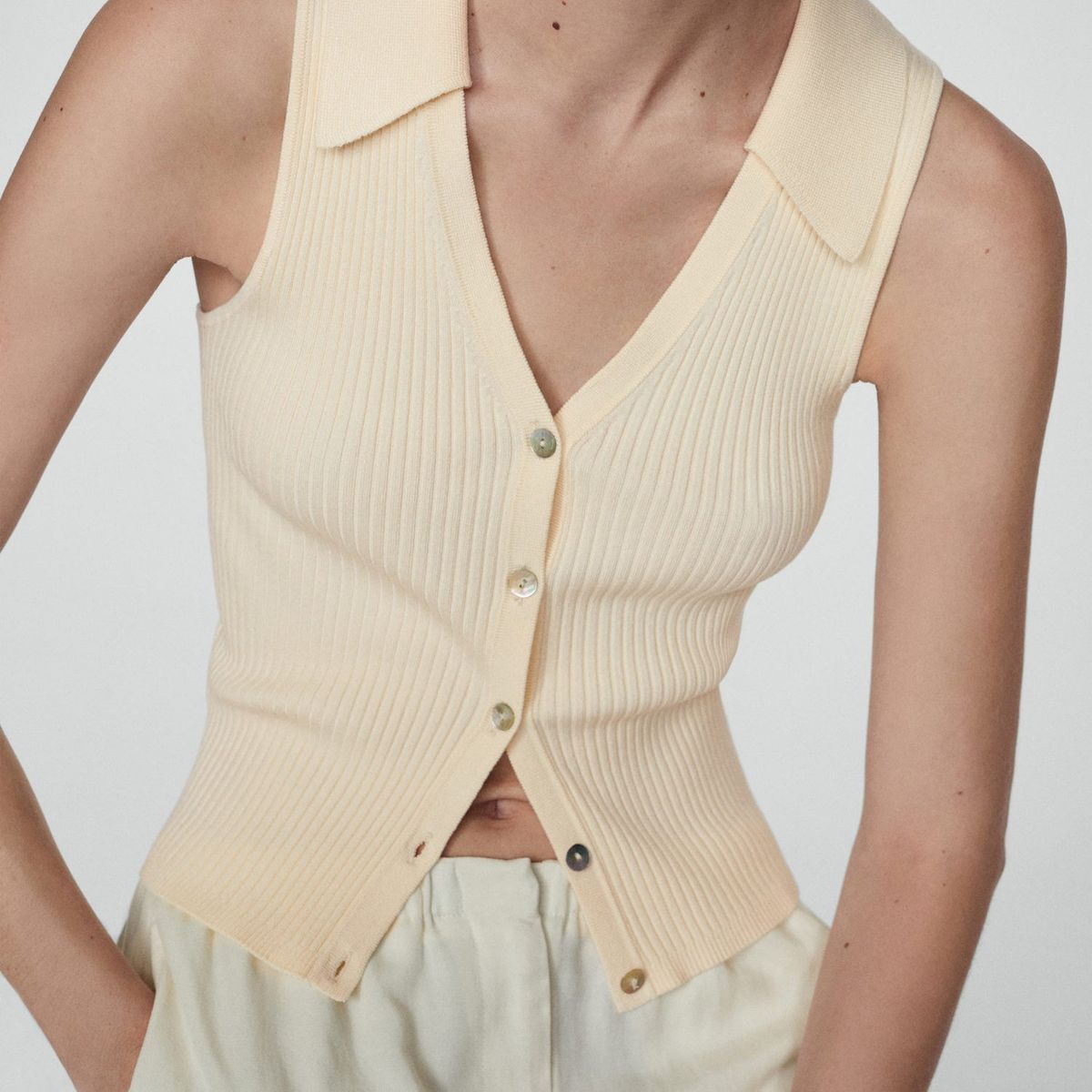 MANGO - Top Sin Mangas Mujer Mango