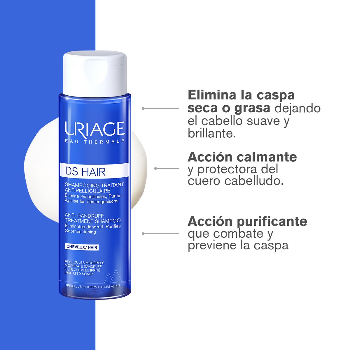URIAGE - Uriage Ds Hair Shampoo Anticaspa 200ml - Elimina La Caspa , Purifica Y Calma El Picor
