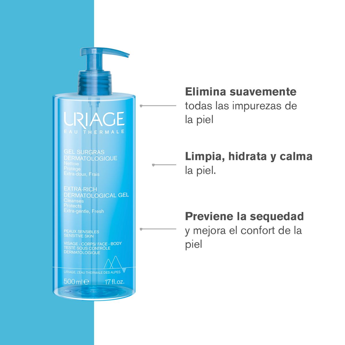 URIAGE - Uriage Surgras Líquido Dermatológico 500ml - Gel Espumoso Limpiador