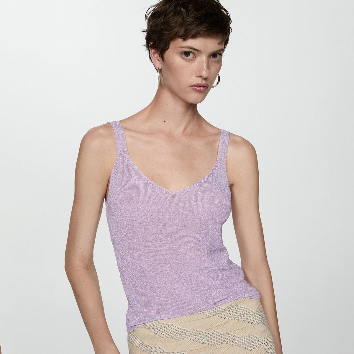 MANGO - Top Manga Corta Mujer Mango