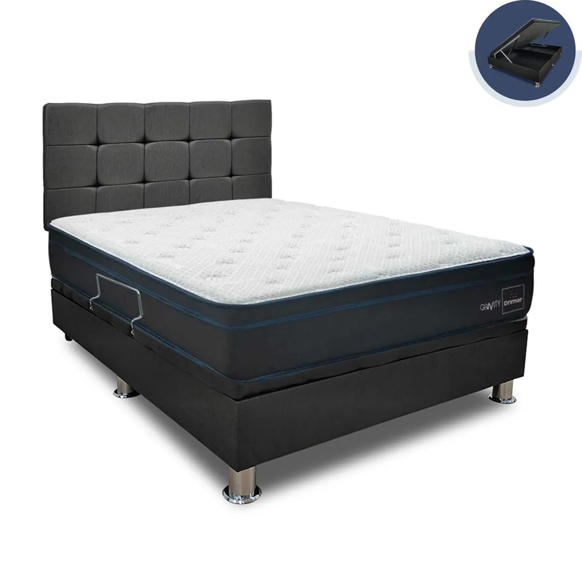 DRIMER - Dormitorio Boxet Praktibox Gravity Queen + 2 Almohadas + Protector