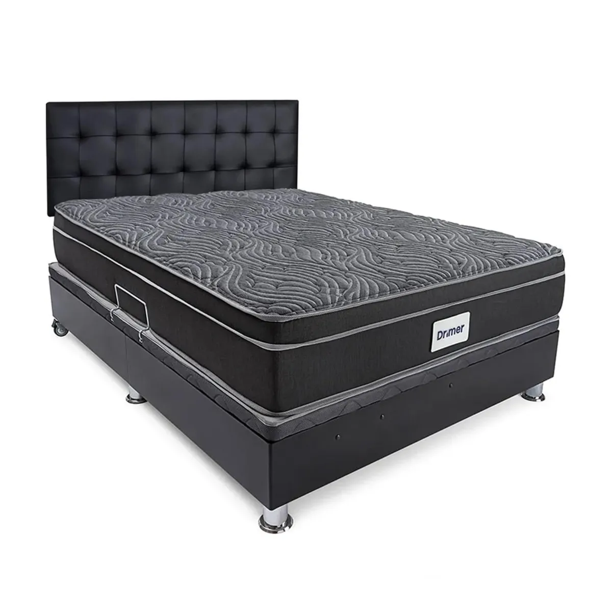 DRIMER - Dormitorio Divan Ventus 2 Plz + 2 Almohadas + Protector