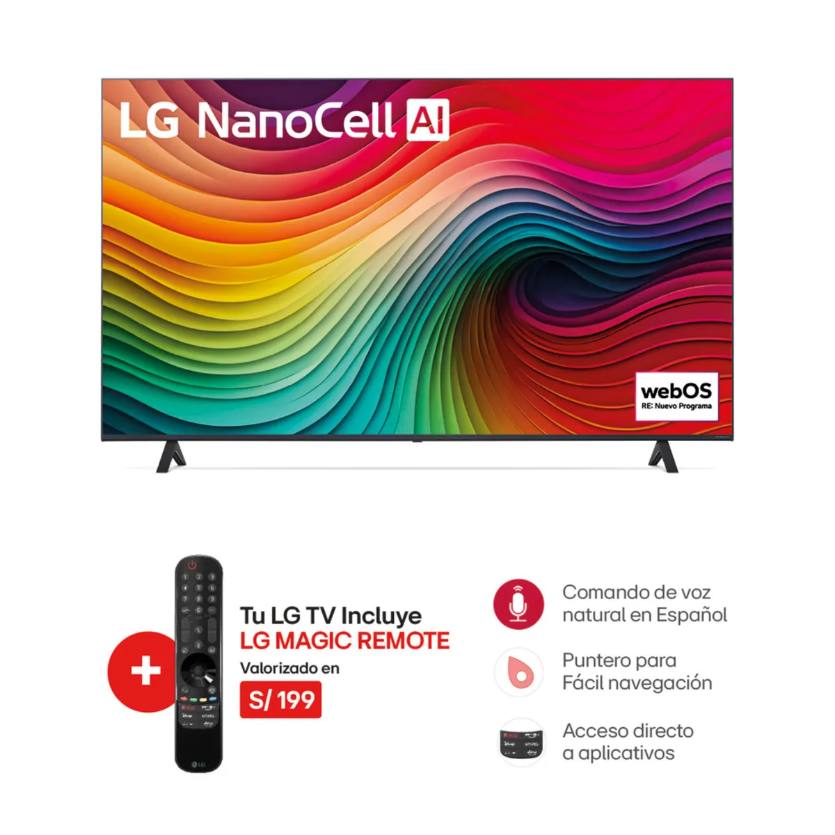 LG - Televisor 55" LG NanoCell 4K ThinQ AI 55NANO80TSA (2024)