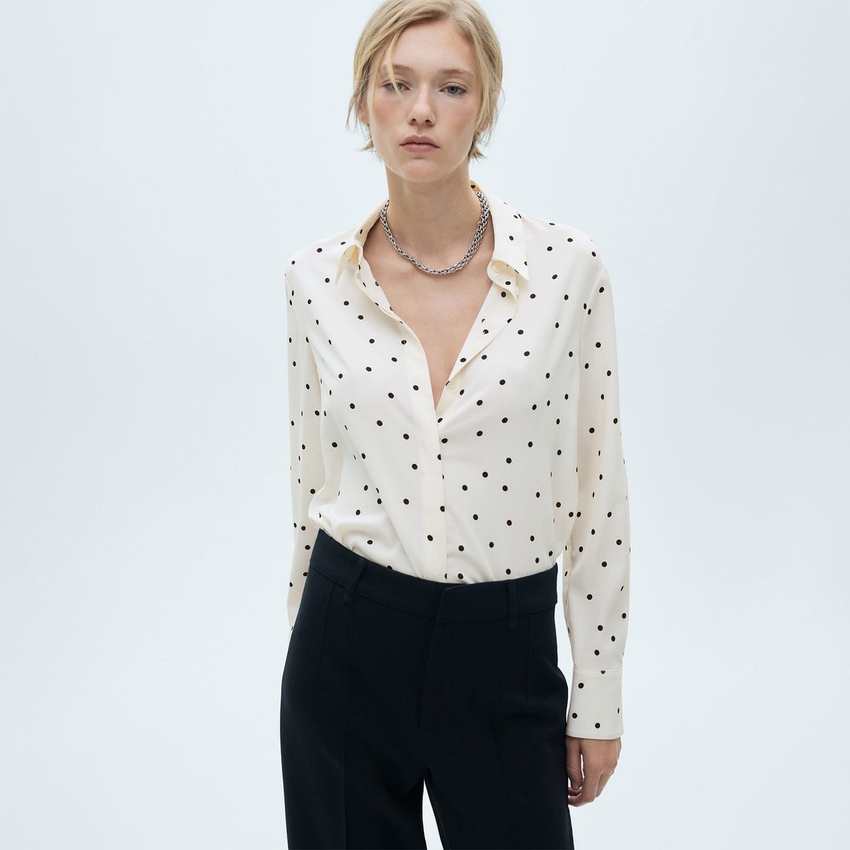 MANGO - Blusa Manga Larga Mujer Mango