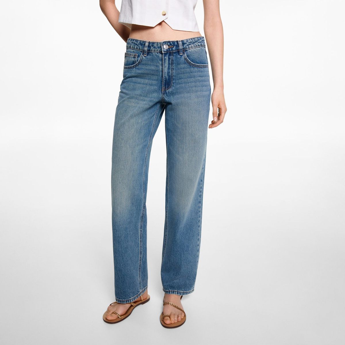 MANGO TEEN - Jean Straight 100% Algodón Mujer Mango