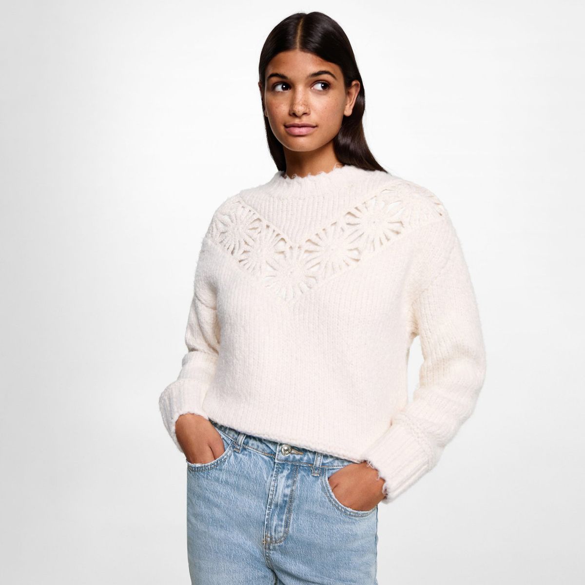 MANGO TEEN - Jean Straight Tiro Alto Mujer Mango Teen