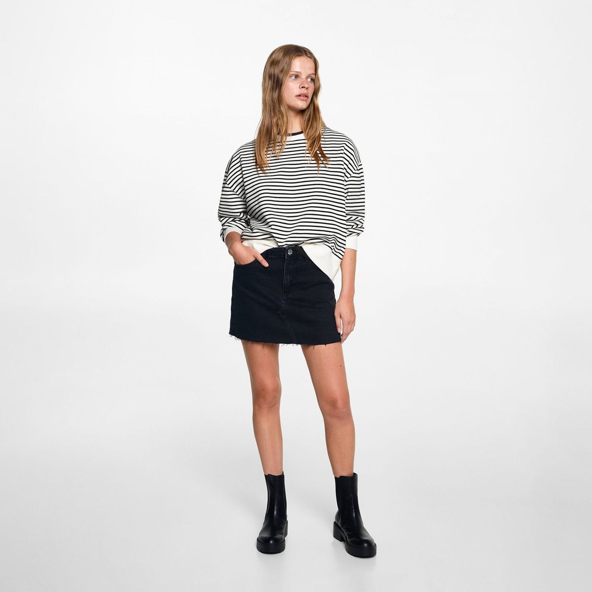 MANGO TEEN - Falda Corta Algodón Mujer Mango