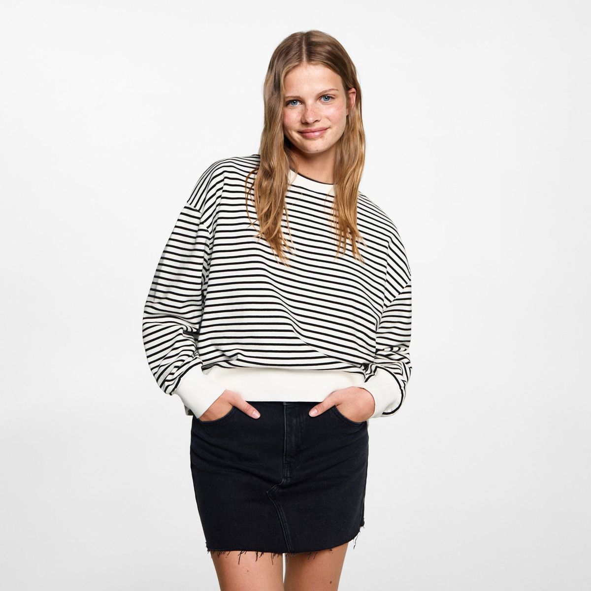 MANGO TEEN - Falda Corta Algodón Mujer Mango