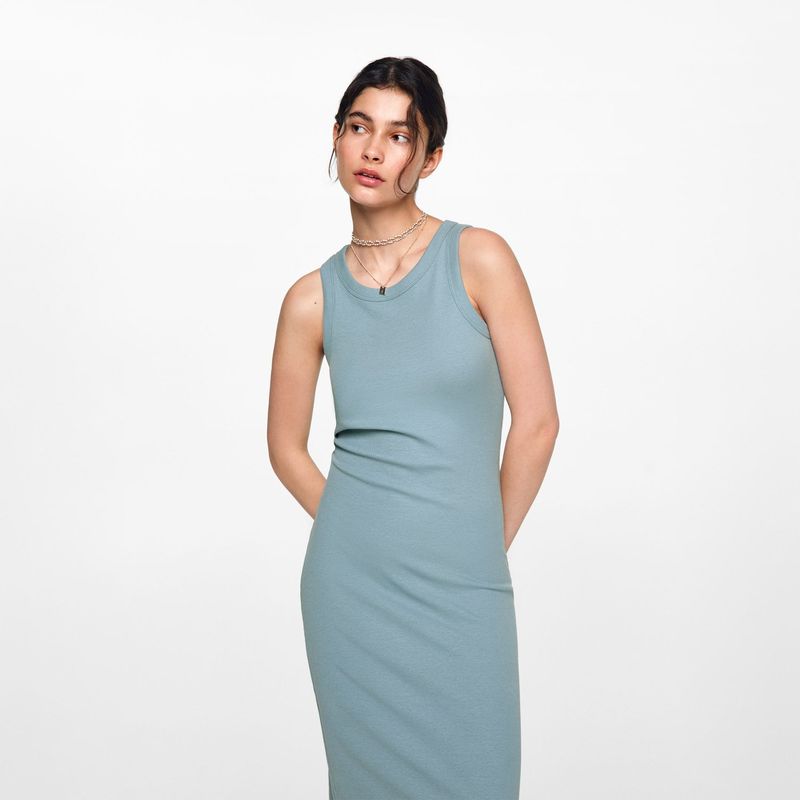 MANGO TEEN - Vestido Largo Algodón Mujer Mango