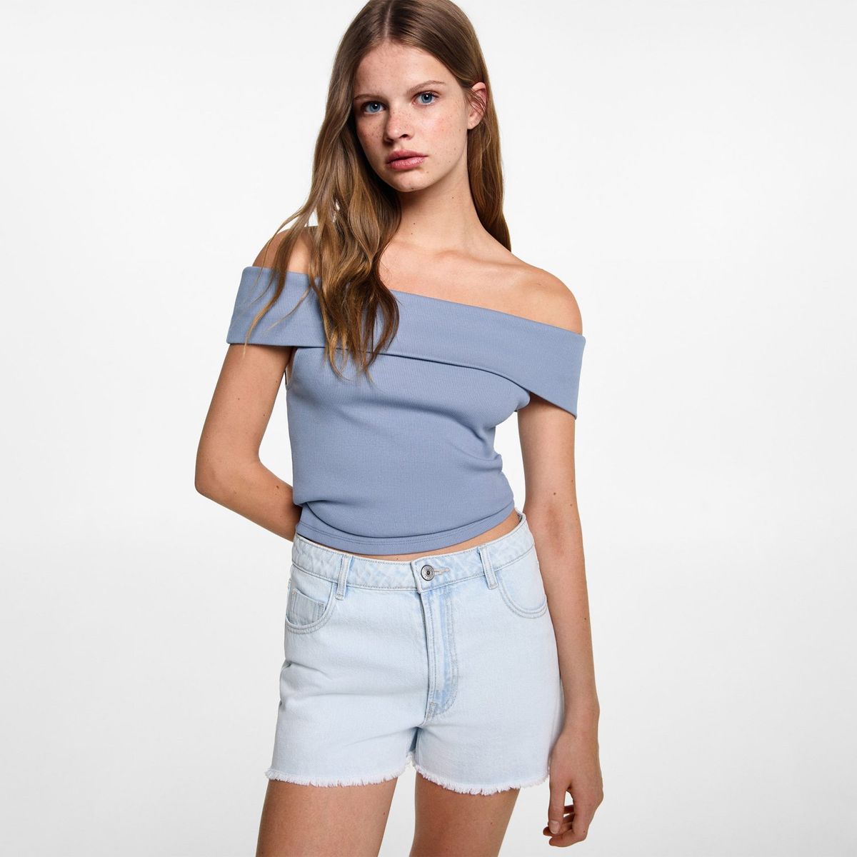 MANGO TEEN - Top Manga Corta Mujer Mango