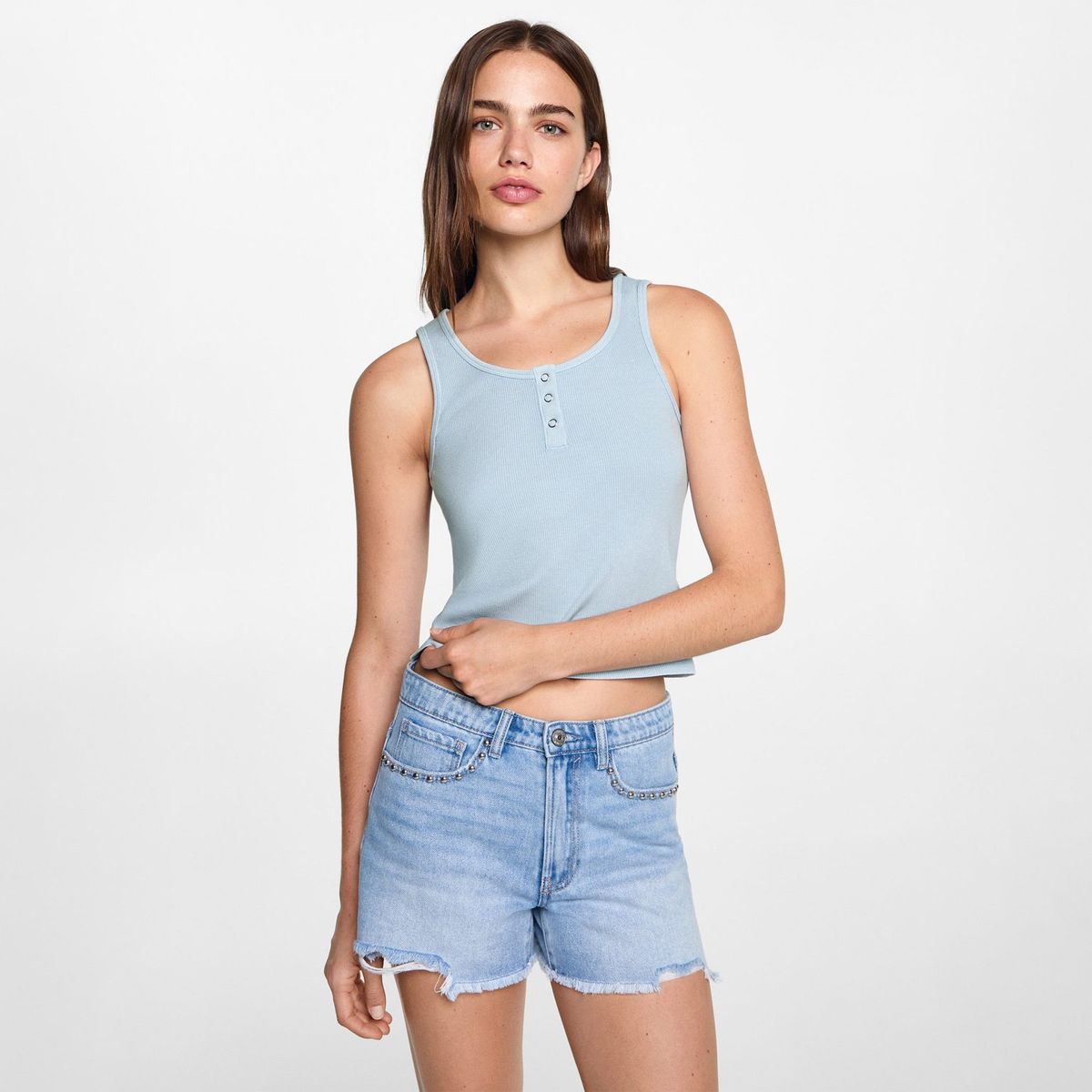 MANGO TEEN - Top Sin Mangas Algodón Mujer Mango
