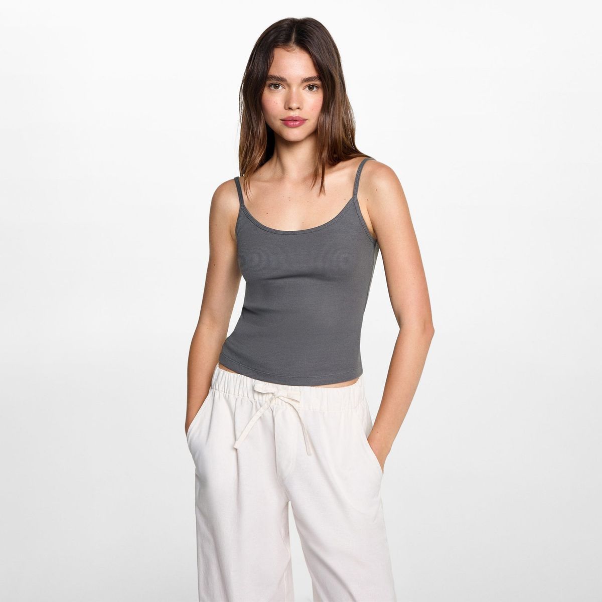 MANGO TEEN - Polo Sin Mangas Algodón Mujer Mango