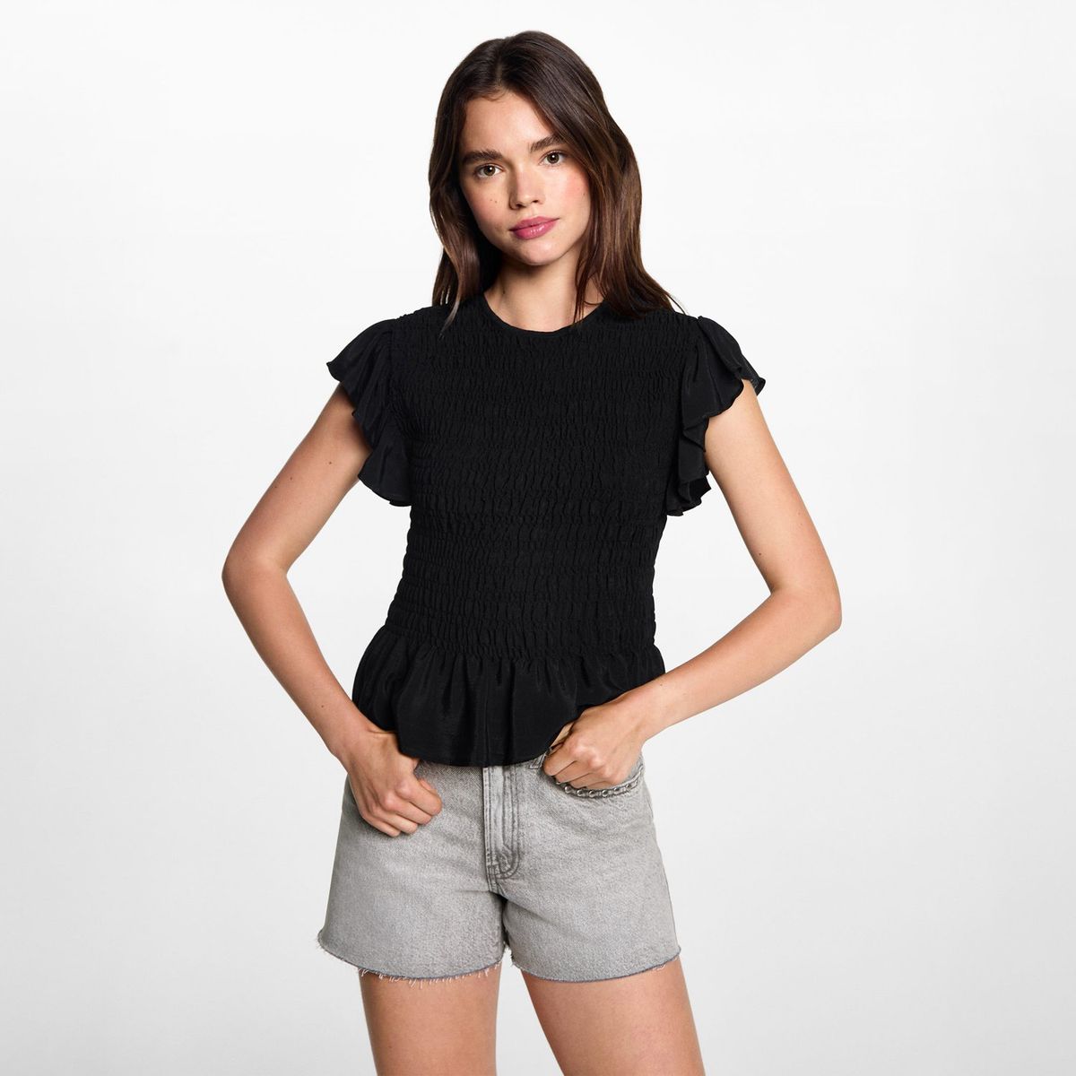MANGO TEEN - Blusa Manga Corta Mujer Mango