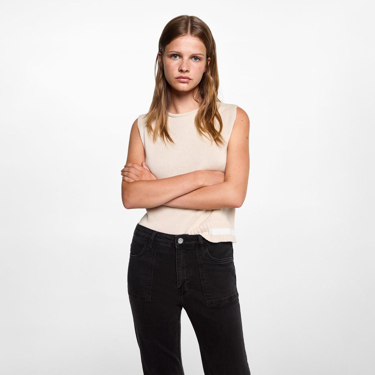 MANGO TEEN - Jean Flare Tiro Alto Mujer Mango Teen