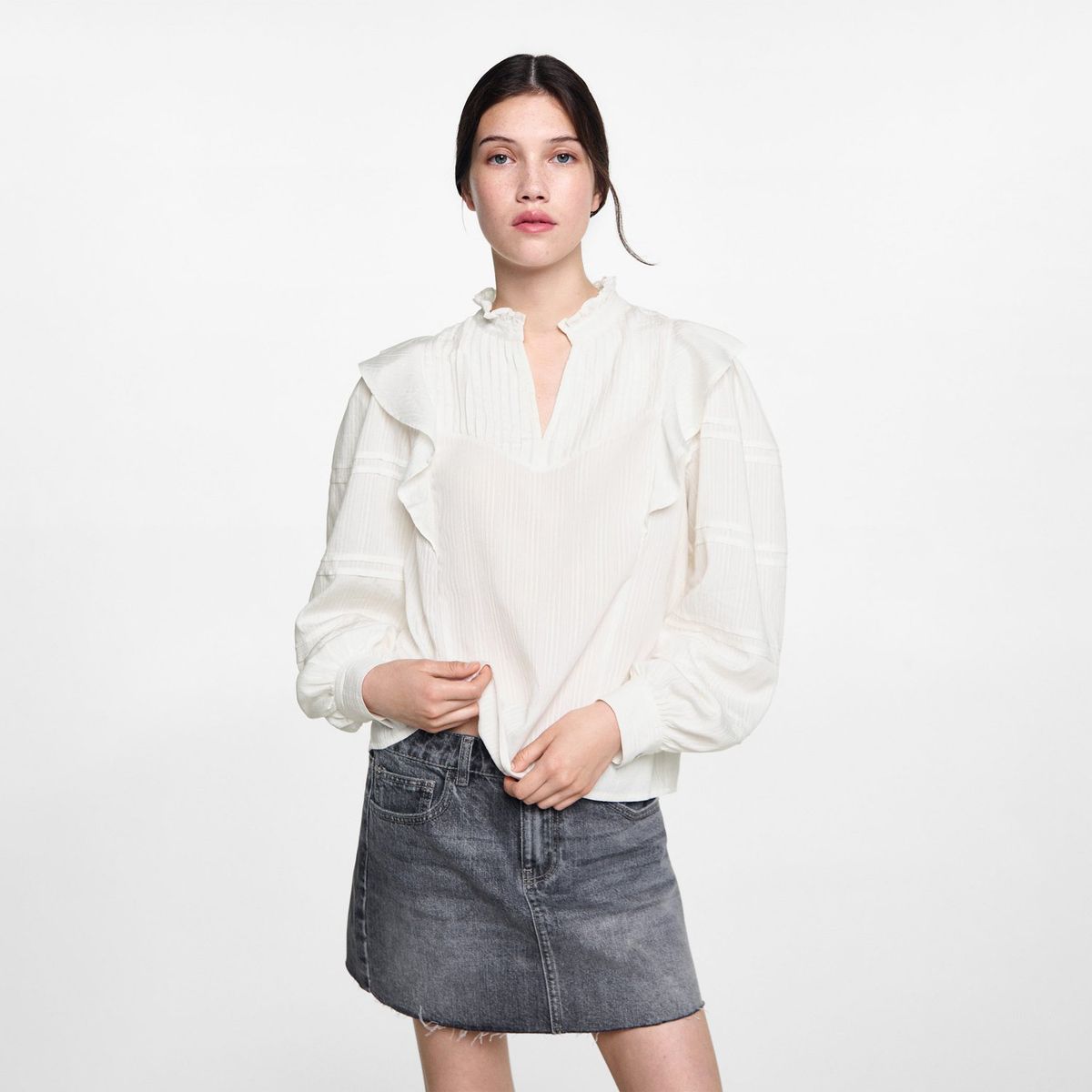 MANGO TEEN - Blusa Manga Larga Mujer Mango