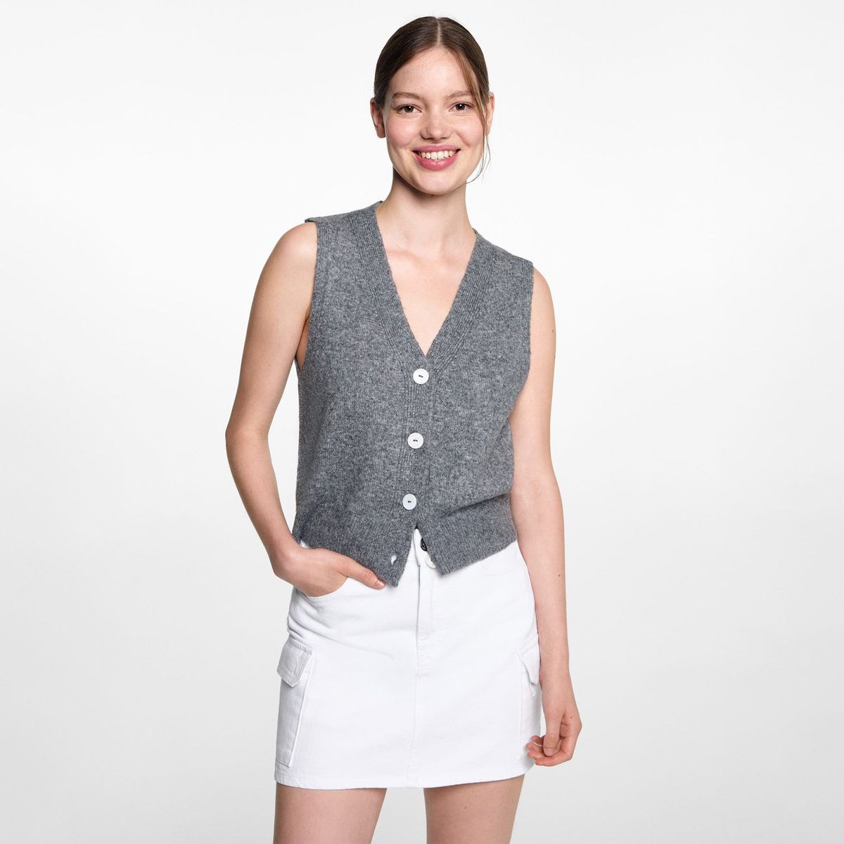 MANGO TEEN - Falda Corta 100% Algodón Mujer Mango