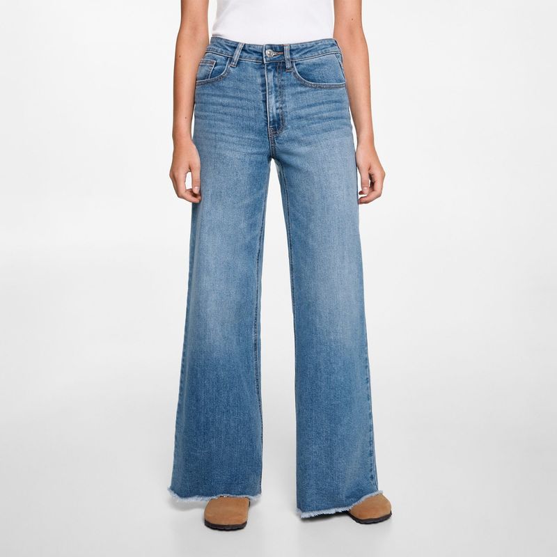 MANGO TEEN - Jean Wide Algodón Mujer Mango