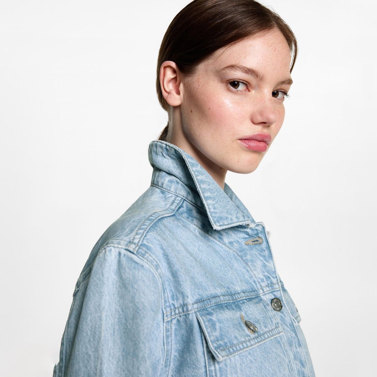 MANGO TEEN - Casaca Jean 100% Algodón Mujer Mango