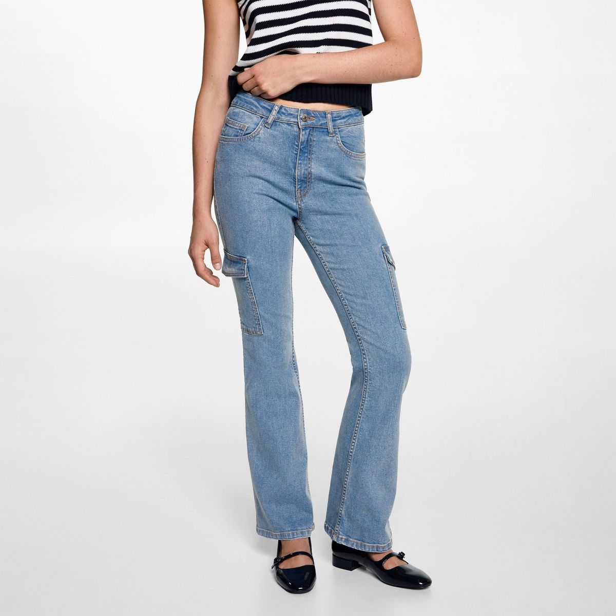 MANGO TEEN - Jean Flare Algodón Mujer Mango