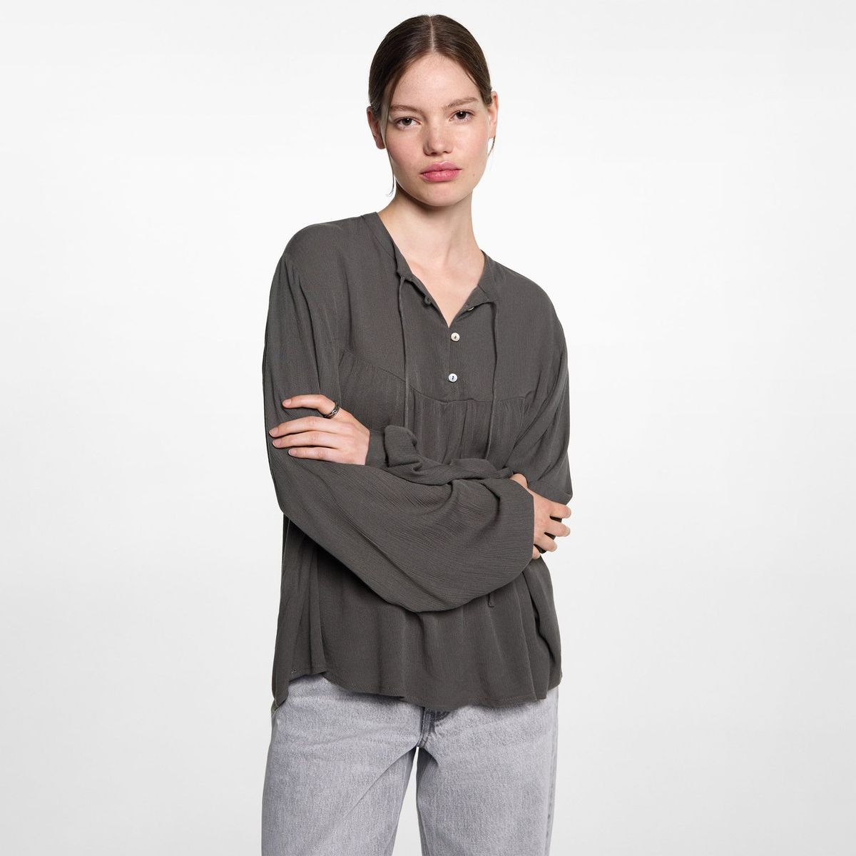 MANGO TEEN - Blusa Manga Larga Mujer Mango