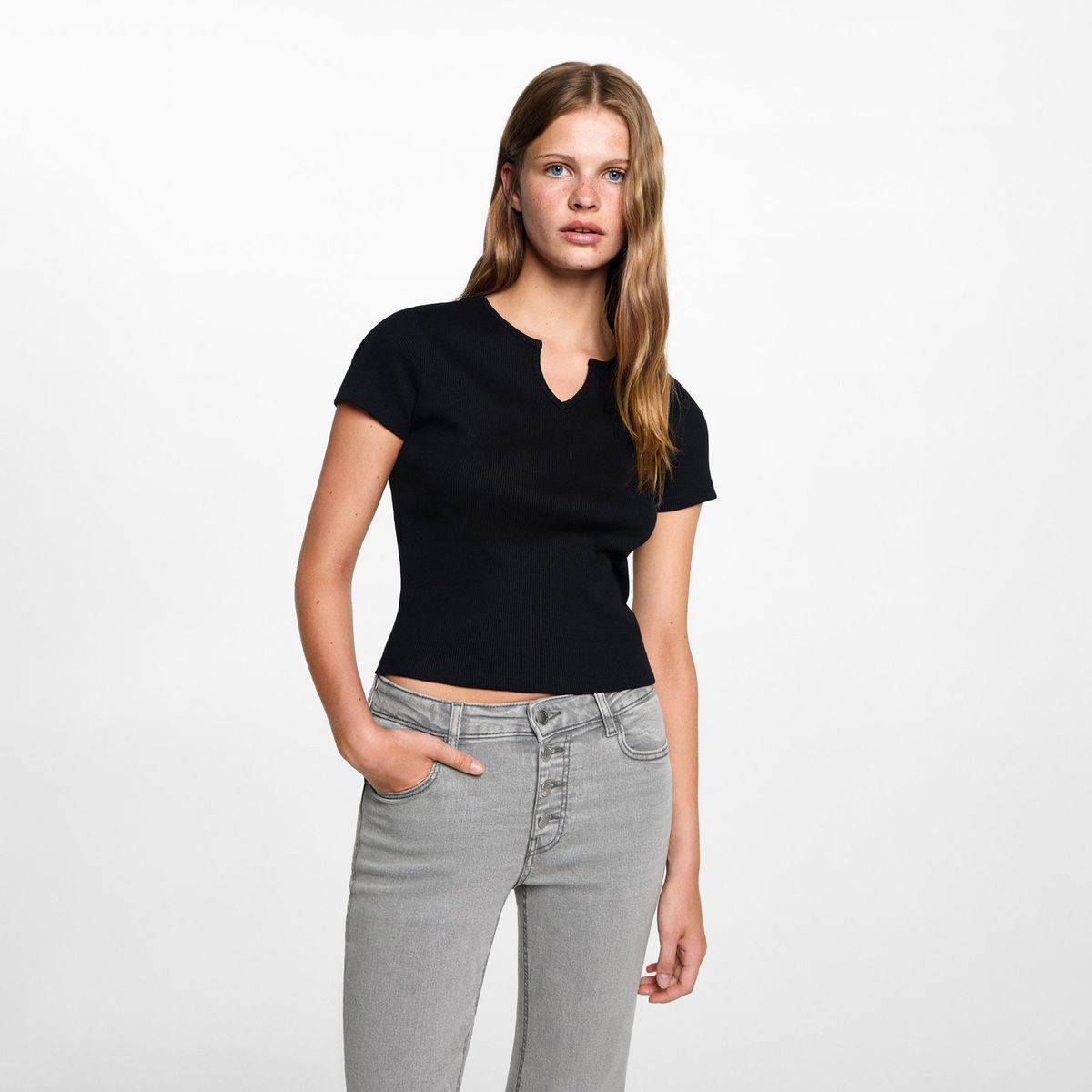MANGO TEEN - Jean Flare Algodón Mujer Mango