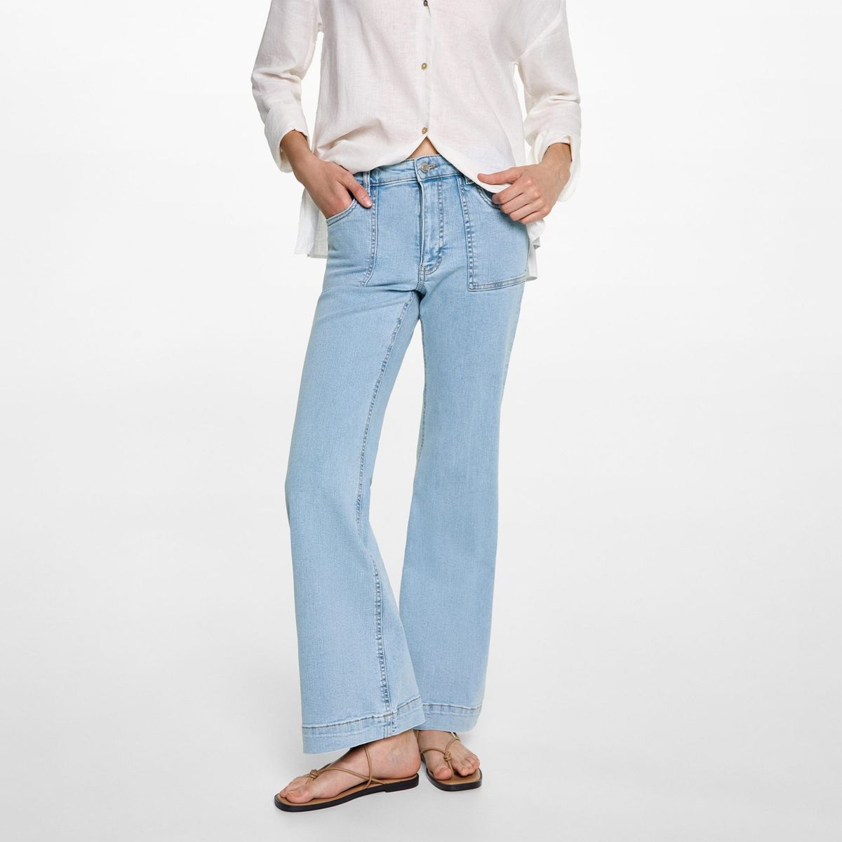 MANGO TEEN - Jean Flare Algodón Mujer Mango