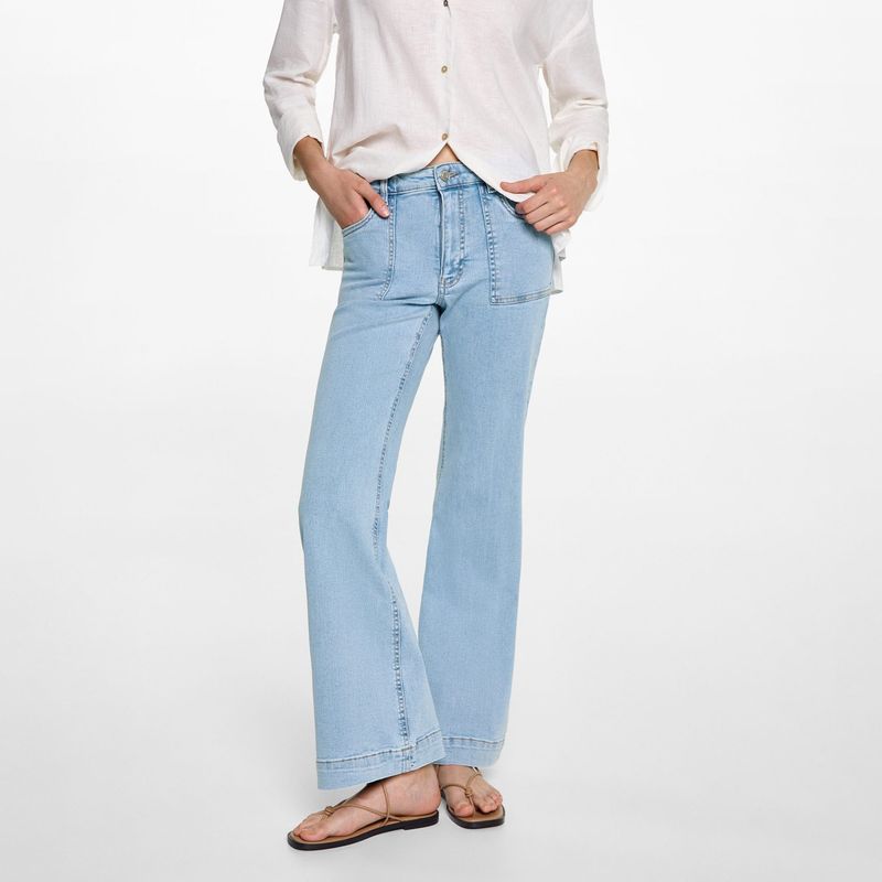 MANGO TEEN - Jean Flare Algodón Mujer Mango