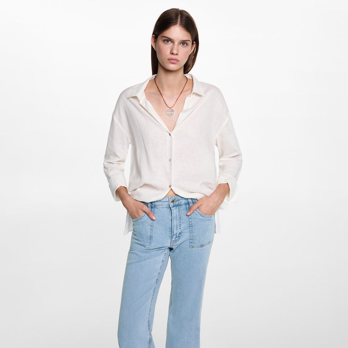 MANGO TEEN - Jean Flare Algodón Mujer Mango