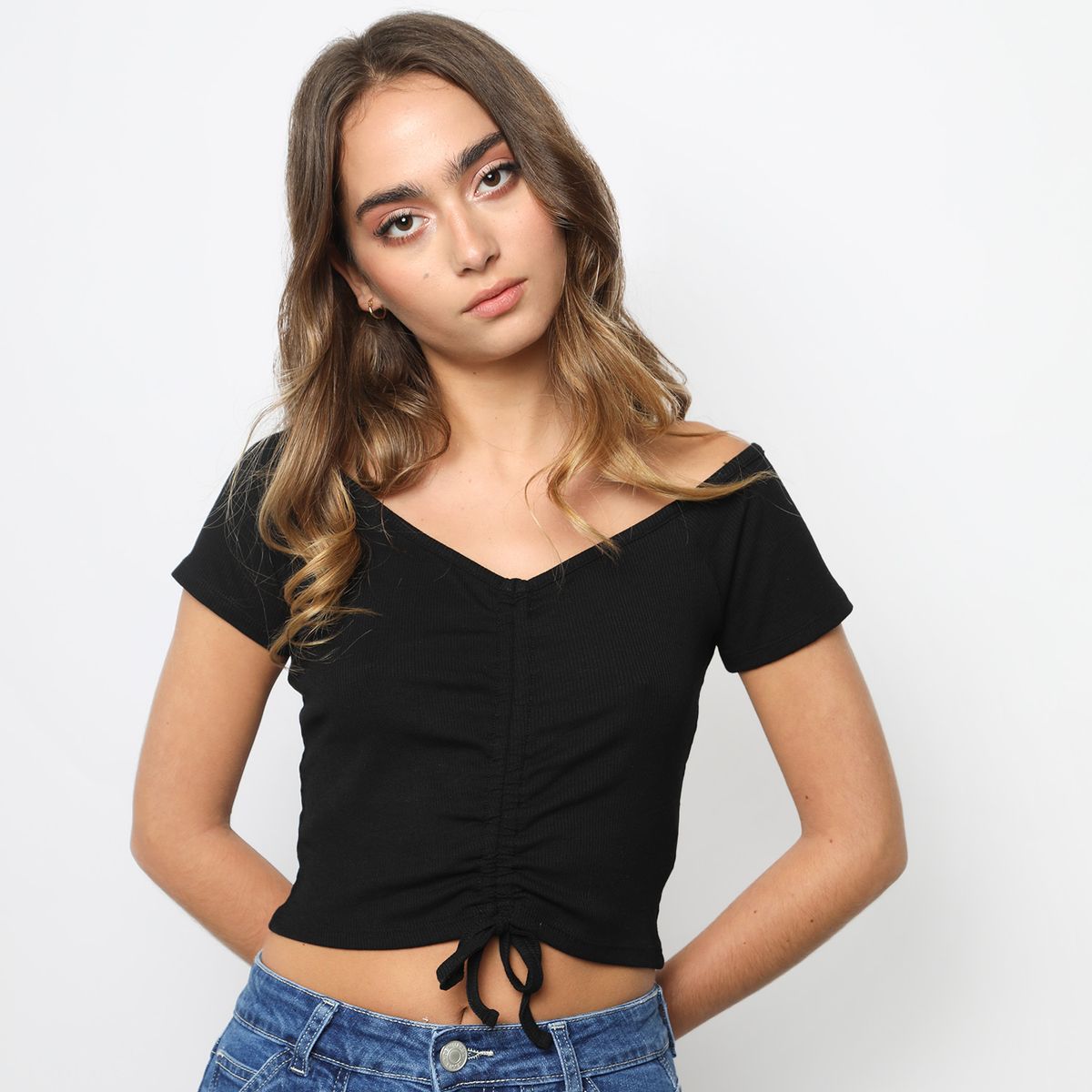 DENIMLAB - Top Denimlab Manga Corta Cuello En V