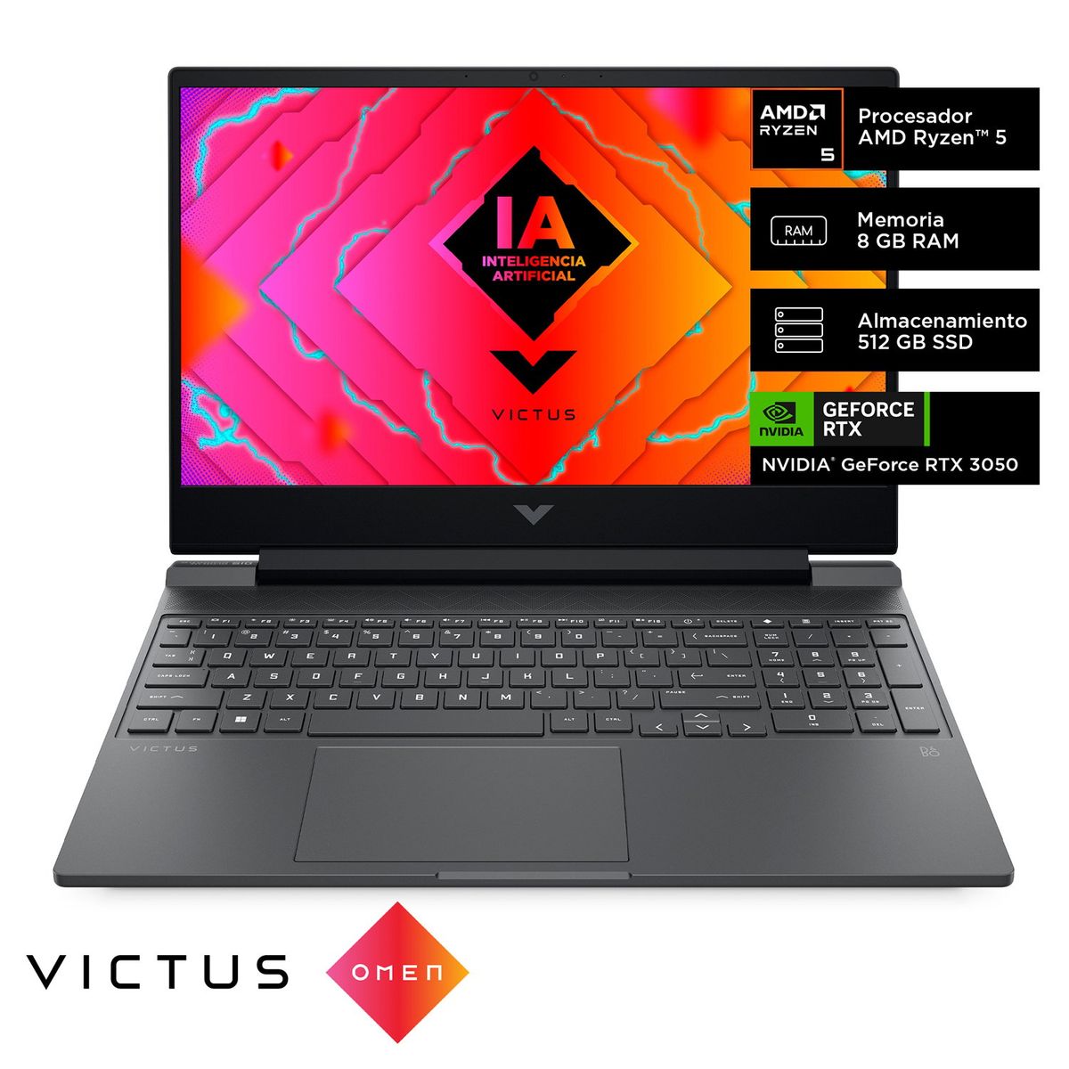 HP - Gamer Hp Victus Amd Ryzen 5 rtx3050 8gb 512gb Ssd 15.6"