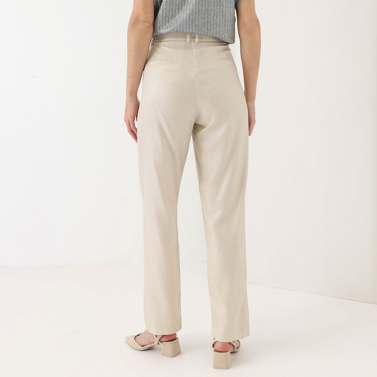 APOLOGY - Pantalón Recto Beige Mujer Apology