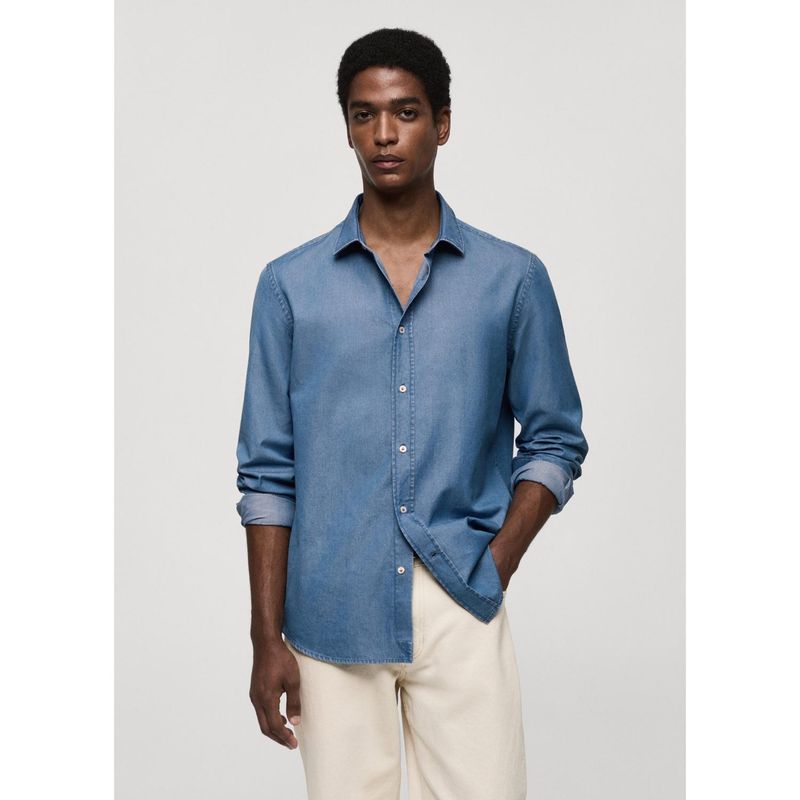 MANGO - Camisa Manga Larga 100% Algodón Hombre Mango 