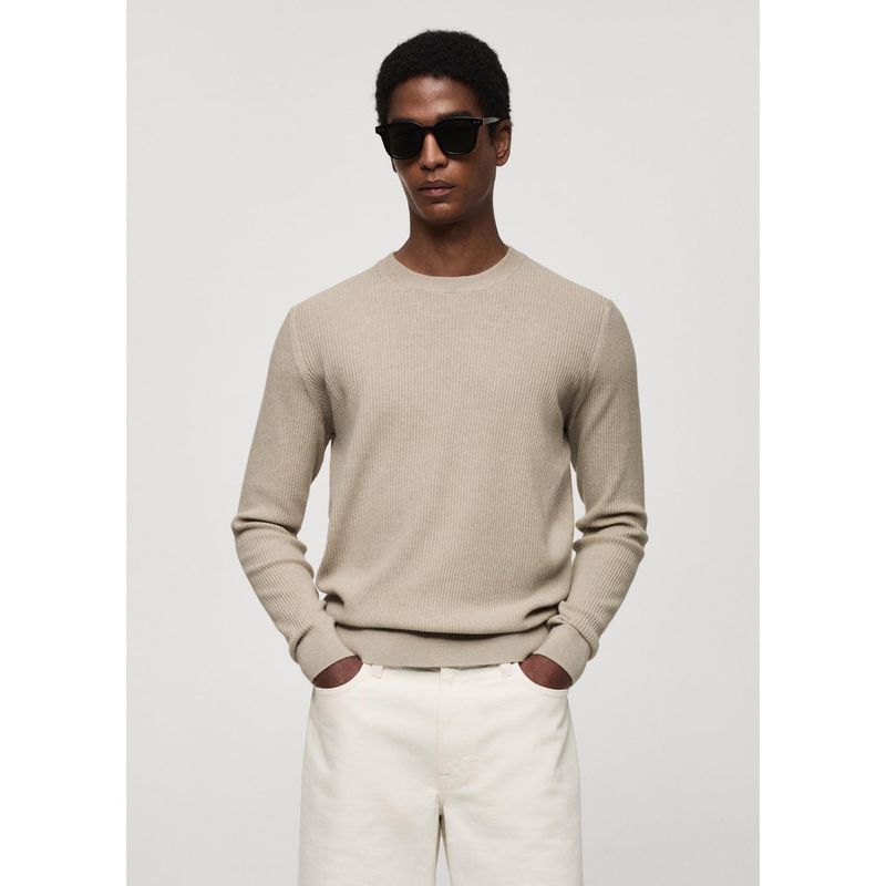 MANGO - Jersey Punto Algodón Canalé Hombre Mango 