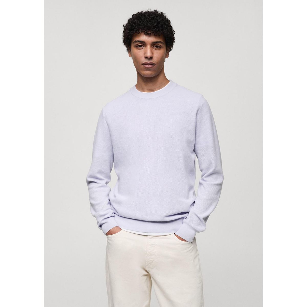 MANGO - Jersey Punto Fino Algodón Hombre Mango