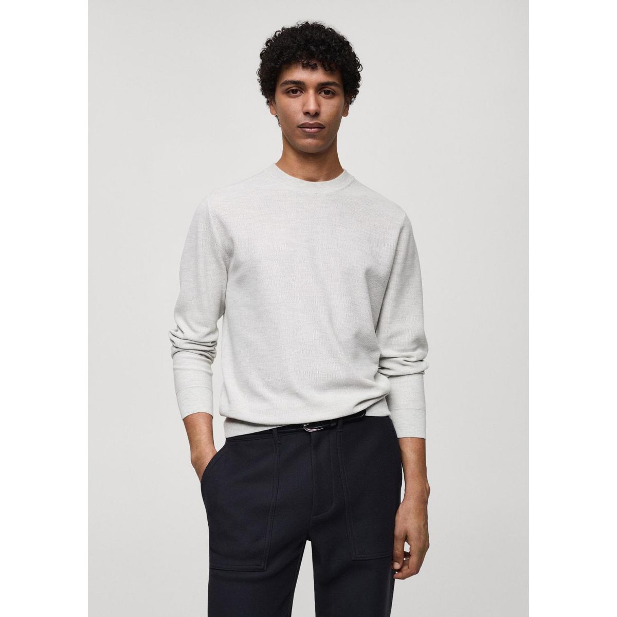 MANGO - Jersey Punto Fino Algodón Hombre Mango